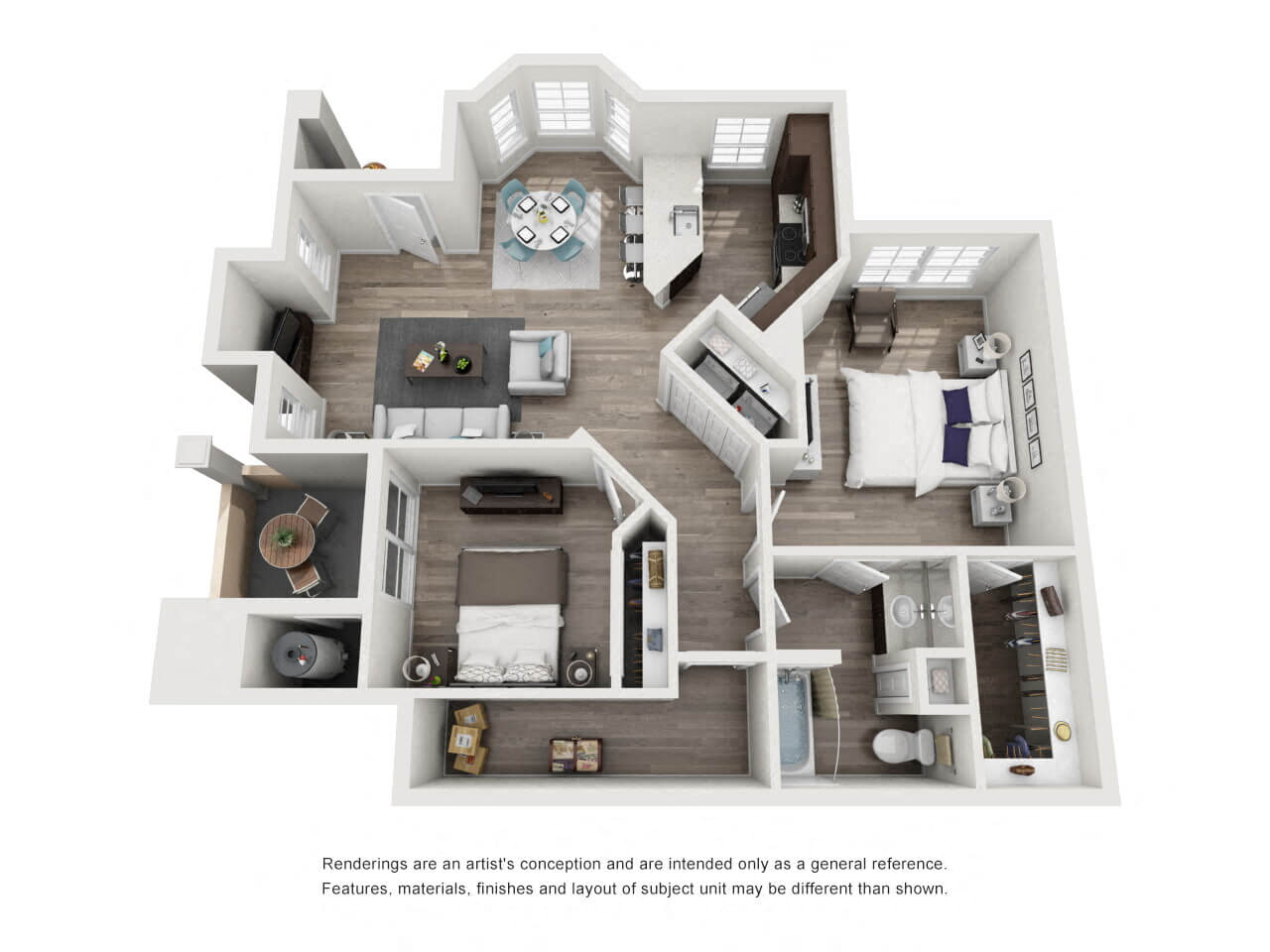 Floor plan for 2 beds, 1 bath, 930 sqft
